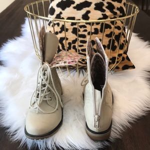 Beige ankle booties